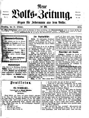 Neue Volks-Zeitung Samstag 31. Oktober 1874