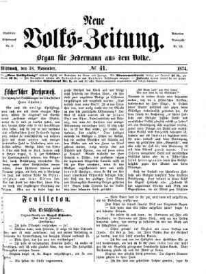 Neue Volks-Zeitung Mittwoch 18. November 1874