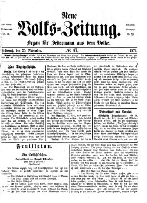 Neue Volks-Zeitung Mittwoch 25. November 1874