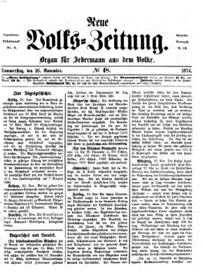 Neue Volks-Zeitung Donnerstag 26. November 1874