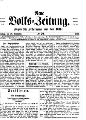 Neue Volks-Zeitung Samstag 28. November 1874