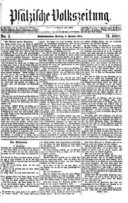 Pfälzische Volkszeitung Freitag 2. Januar 1874