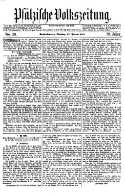 Pfälzische Volkszeitung Dienstag 27. Januar 1874