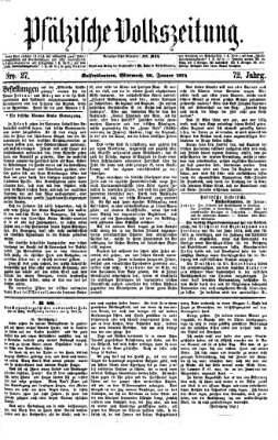 Pfälzische Volkszeitung Mittwoch 28. Januar 1874