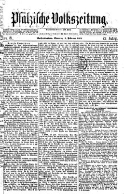 Pfälzische Volkszeitung Sonntag 1. Februar 1874