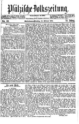 Pfälzische Volkszeitung Dienstag 10. Februar 1874