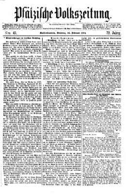 Pfälzische Volkszeitung Sonntag 15. Februar 1874