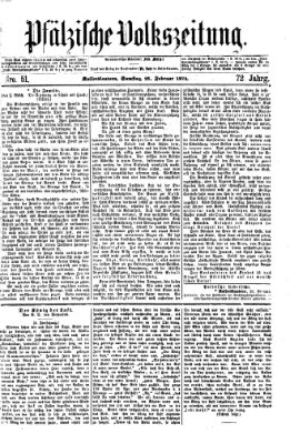 Pfälzische Volkszeitung Samstag 21. Februar 1874