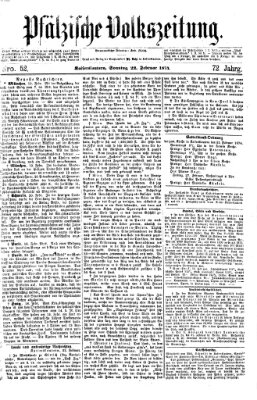 Pfälzische Volkszeitung Sonntag 22. Februar 1874