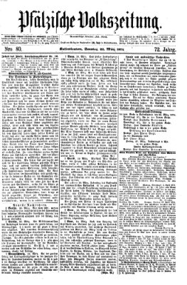 Pfälzische Volkszeitung Sonntag 22. März 1874