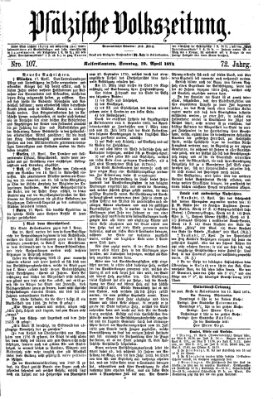 Pfälzische Volkszeitung Sonntag 19. April 1874