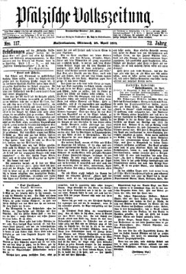 Pfälzische Volkszeitung Mittwoch 29. April 1874