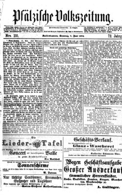 Pfälzische Volkszeitung Sonntag 7. Juni 1874