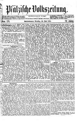 Pfälzische Volkszeitung Dienstag 30. Juni 1874