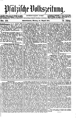 Pfälzische Volkszeitung Montag 10. August 1874