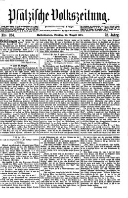 Pfälzische Volkszeitung Dienstag 25. August 1874