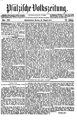 Pfälzische Volkszeitung Freitag 28. August 1874