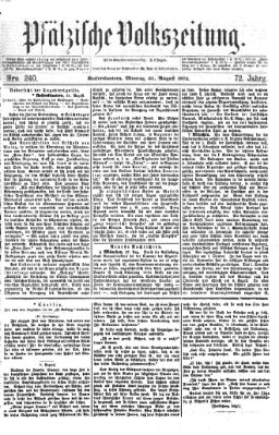 Pfälzische Volkszeitung Montag 31. August 1874