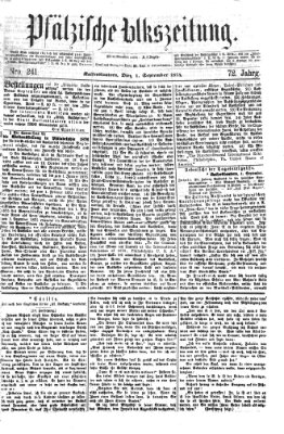 Pfälzische Volkszeitung Dienstag 1. September 1874