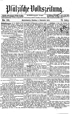 Pfälzische Volkszeitung Samstag 5. September 1874