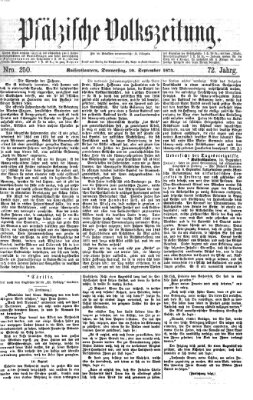 Pfälzische Volkszeitung Donnerstag 10. September 1874