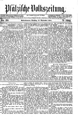 Pfälzische Volkszeitung Dienstag 15. September 1874