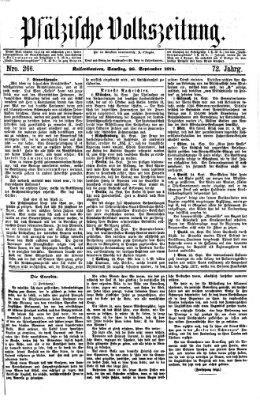 Pfälzische Volkszeitung Samstag 26. September 1874