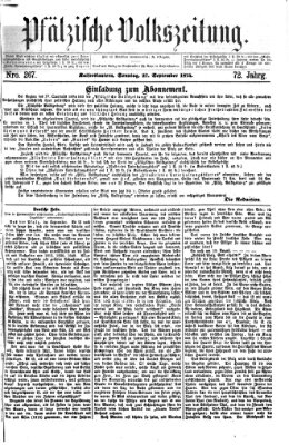 Pfälzische Volkszeitung Sonntag 27. September 1874