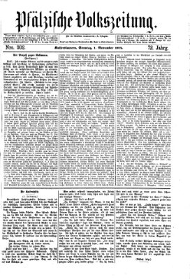 Pfälzische Volkszeitung Sonntag 1. November 1874