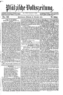 Pfälzische Volkszeitung Mittwoch 25. November 1874