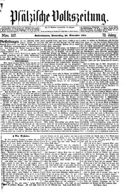 Pfälzische Volkszeitung Donnerstag 26. November 1874