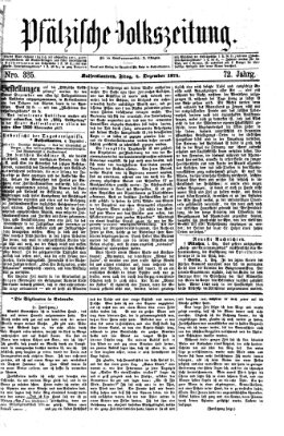 Pfälzische Volkszeitung Freitag 4. Dezember 1874