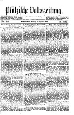 Pfälzische Volkszeitung Samstag 5. Dezember 1874