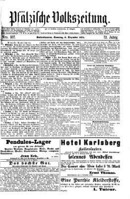 Pfälzische Volkszeitung Sonntag 6. Dezember 1874