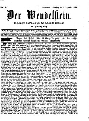 Wendelstein Samstag 5. Dezember 1874