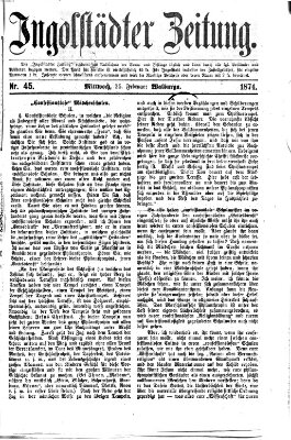 Ingolstädter Zeitung (Neue Ingolstädter Zeitung) Mittwoch 25. Februar 1874