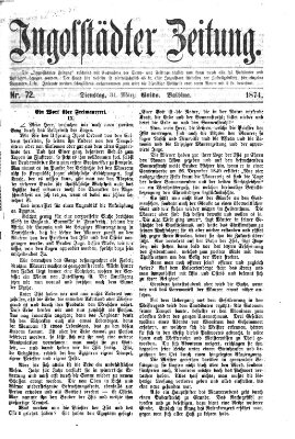 Ingolstädter Zeitung (Neue Ingolstädter Zeitung) Dienstag 31. März 1874