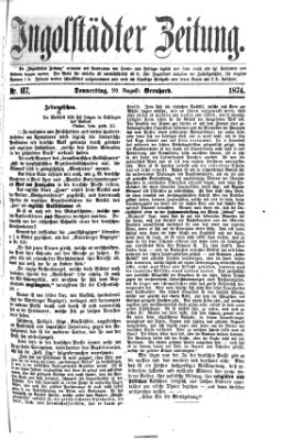 Ingolstädter Zeitung (Neue Ingolstädter Zeitung) Donnerstag 20. August 1874