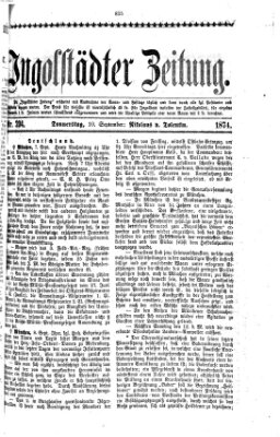 Ingolstädter Zeitung (Neue Ingolstädter Zeitung) Donnerstag 10. September 1874