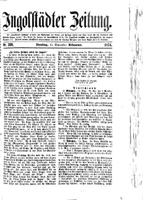 Ingolstädter Zeitung (Neue Ingolstädter Zeitung) Dienstag 15. September 1874