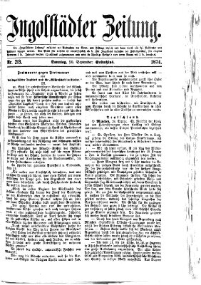 Ingolstädter Zeitung (Neue Ingolstädter Zeitung) Sonntag 20. September 1874