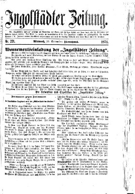 Ingolstädter Zeitung (Neue Ingolstädter Zeitung) Mittwoch 30. September 1874