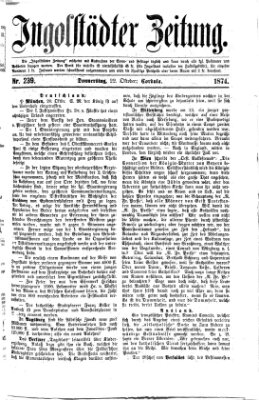 Ingolstädter Zeitung (Neue Ingolstädter Zeitung) Donnerstag 22. Oktober 1874