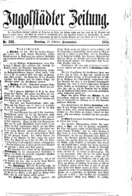 Ingolstädter Zeitung (Neue Ingolstädter Zeitung) Dienstag 27. Oktober 1874