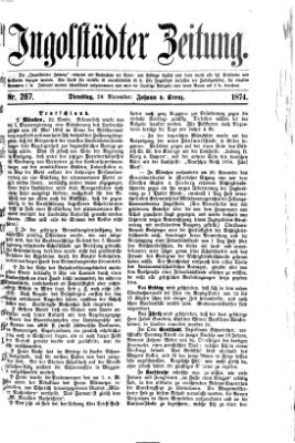 Ingolstädter Zeitung (Neue Ingolstädter Zeitung) Dienstag 24. November 1874