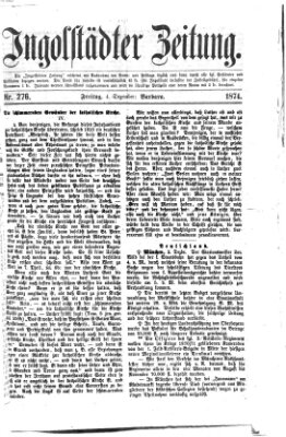 Ingolstädter Zeitung (Neue Ingolstädter Zeitung) Freitag 4. Dezember 1874