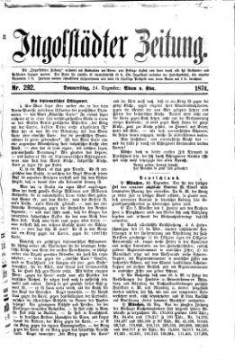 Ingolstädter Zeitung (Neue Ingolstädter Zeitung) Donnerstag 24. Dezember 1874