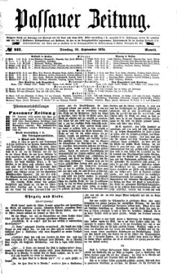 Passauer Zeitung Dienstag 22. September 1874