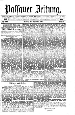 Passauer Zeitung Dienstag 29. September 1874