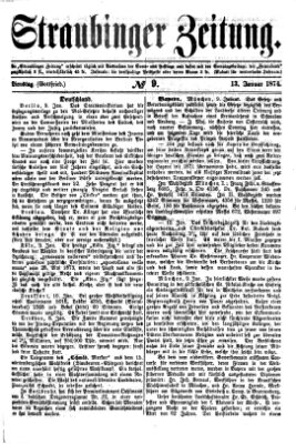 Straubinger Zeitung Dienstag 13. Januar 1874